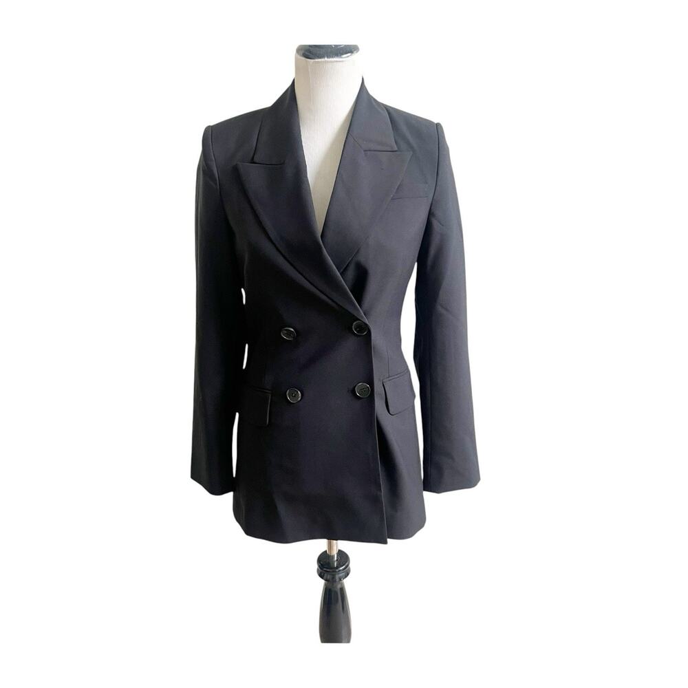 NWT & Other Stories Women Black Double Breasted Blazer Size 2 Professional Lux